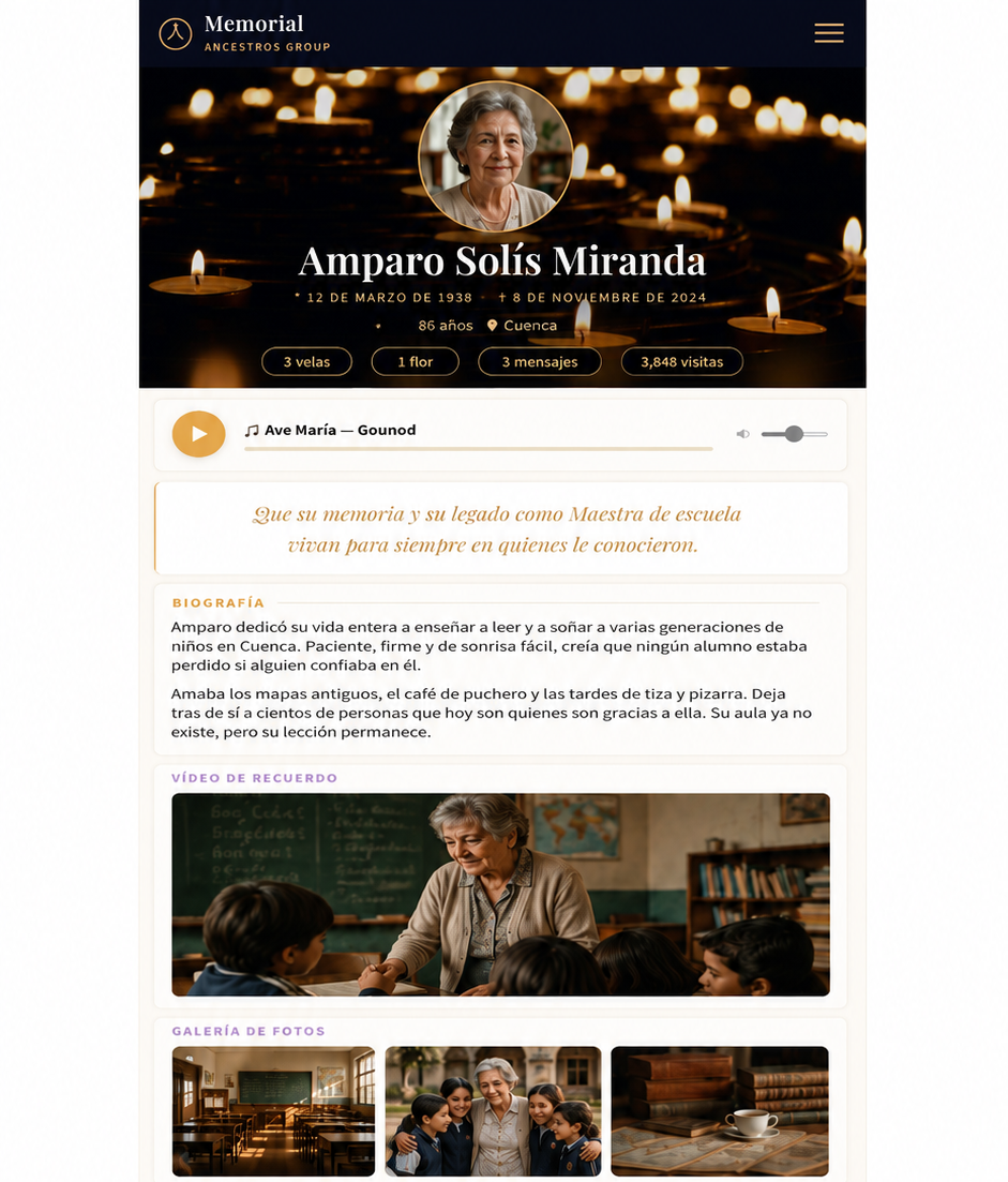 Memorial de Amparo Solís Miranda, maestra de Cuenca